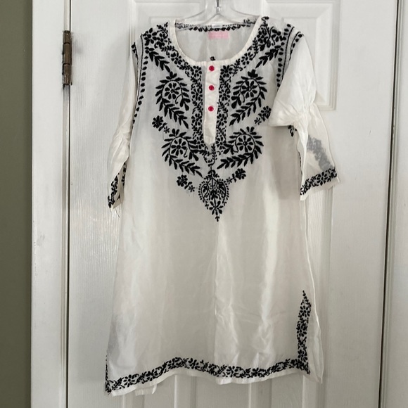 ALEJANDRA KEARL GIRS 100% SILK EMBROIDERED DRESS BOHO KAFTAN DRESS SIZE 6-7 - Picture 1 of 8